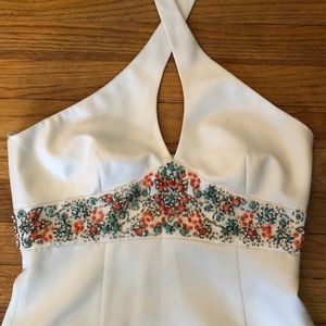 Laundry: Off white halter dress beadwork